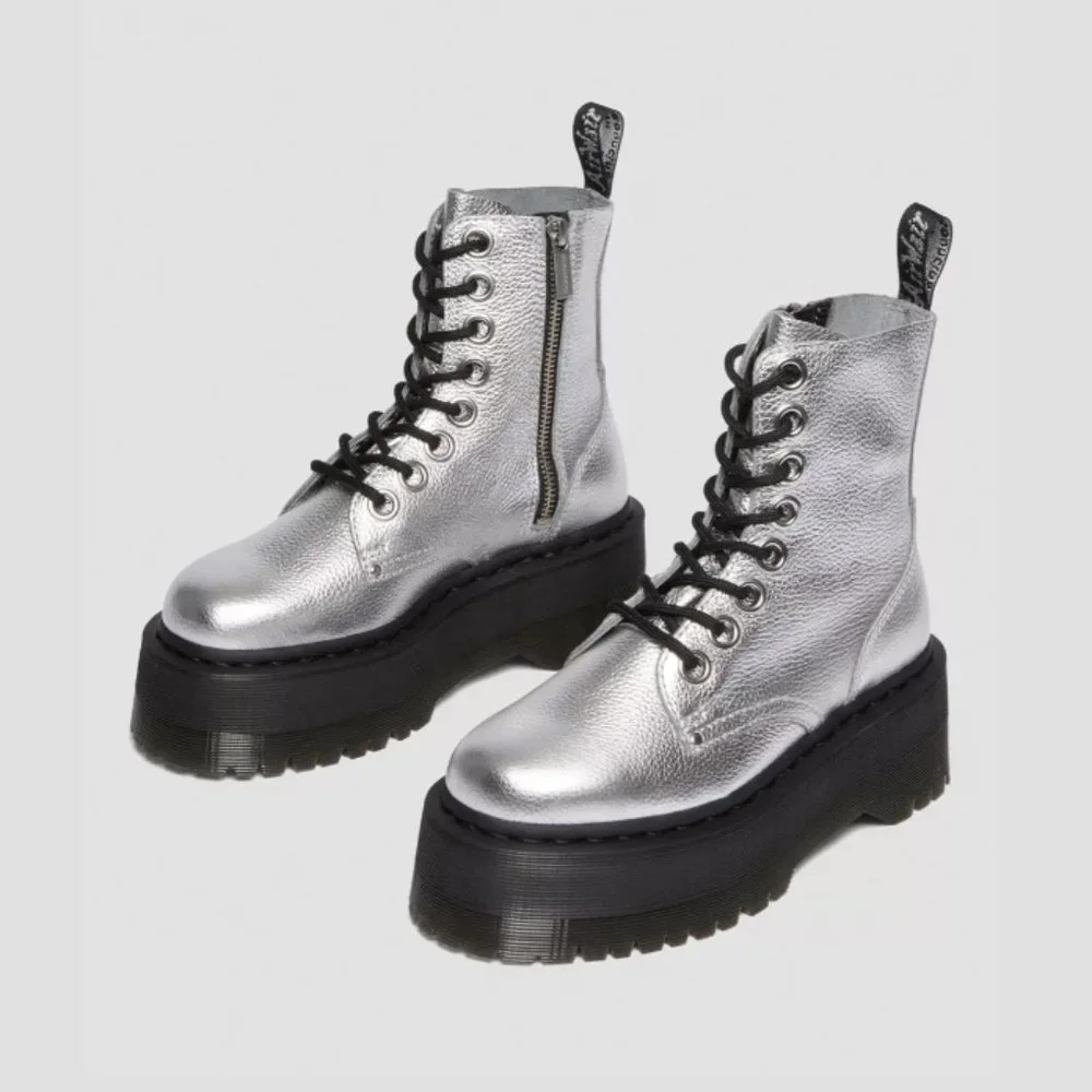 DR. MARTENS JADON MAX PLATFORM METALLIC BOOTS MSRP $280 SOFT & RICH Leather - Picture 15 of 16